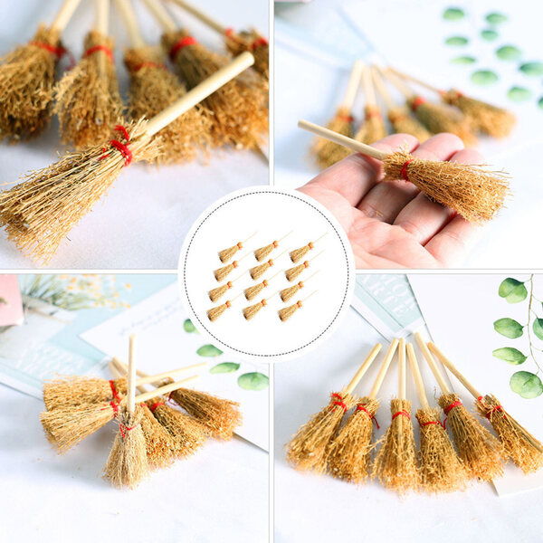 Set 12 Mini Scope in Legno Giallo per Casa delle Bambole e Decorazioni Miniatura
