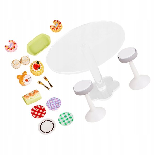 Set Miniature Cucina per Casa delle Bambole con Tavolo e Sedie in Acrilico
