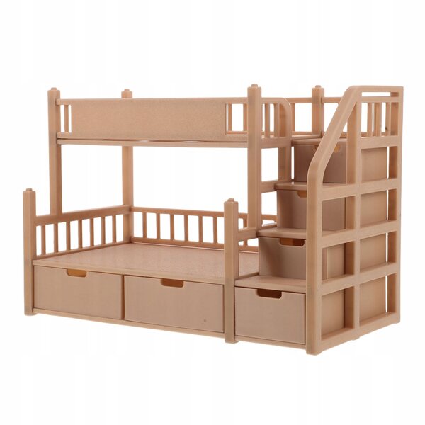 Letto a castello per bambole con cassetto e finitura effetto legno, 26,5x19x13,5 cm