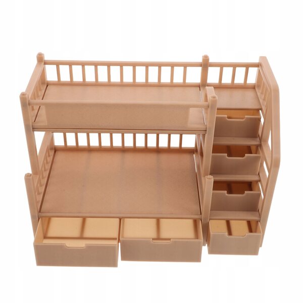 Letto a castello per bambole con cassetto e finitura effetto legno, 26,5x19x13,5 cm