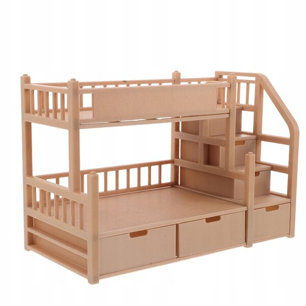 Letto a castello per bambole con cassetto e finitura effetto legno, 26,5x19x13,5 cm