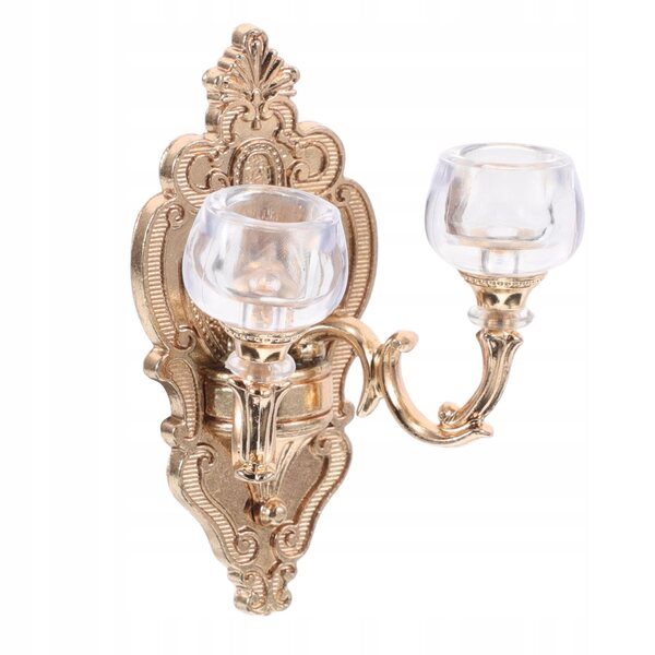 Miniatura lampada da parete dorata per casa delle bambole, design realistico