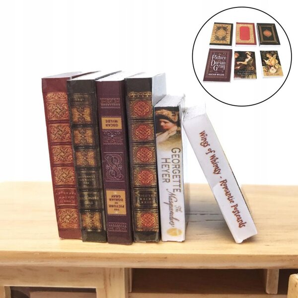 Miniature 6 Libricini per Casa delle Bambole 1:12 Decorazione in Carta