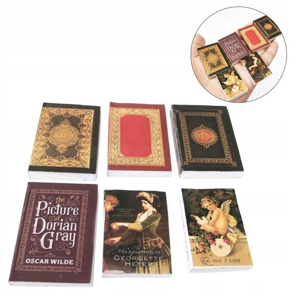 Miniature 6 Libricini per Casa delle Bambole 1:12 Decorazione in Carta