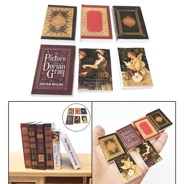 Miniature 6 Libricini per Casa delle Bambole 1:12 Decorazione in Carta