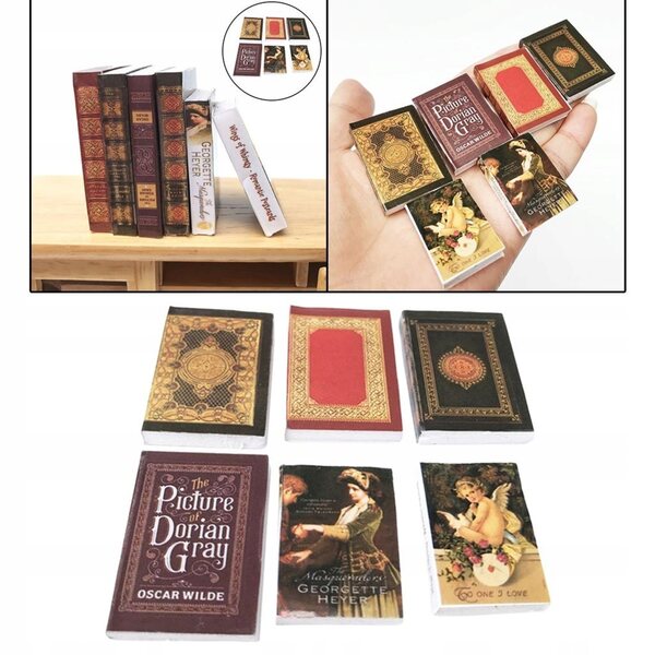 Miniature 6 Libricini per Casa delle Bambole 1:12 Decorazione in Carta