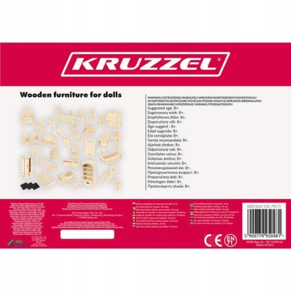 Umweltfreundliche Puppenhausmöbel aus Holz: kreatives Set mit 34 Artikeln