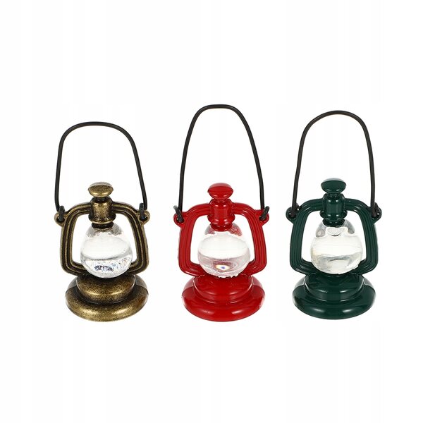 Set 3 Mini Lampade a Petrolio Decorative per Case delle Bambole e Diorami