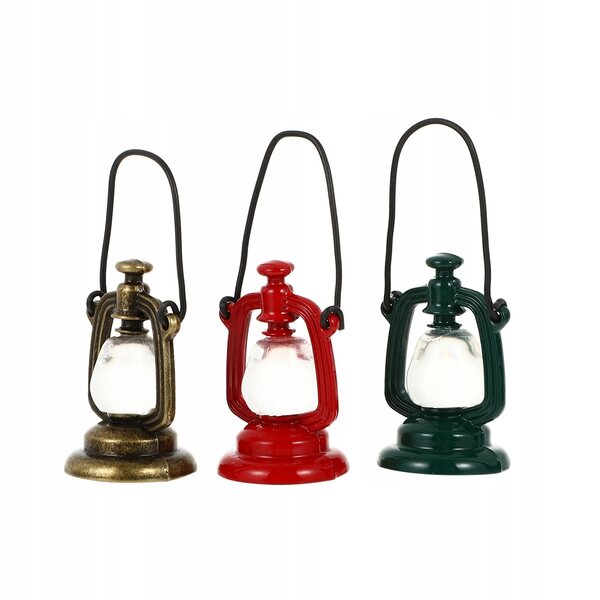 Set 3 Mini Lampade a Petrolio Decorative per Case delle Bambole e Diorami