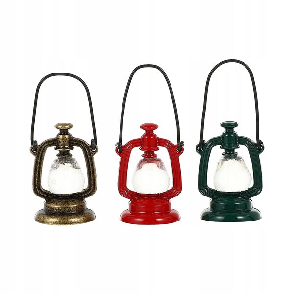 Set 3 Mini Lampade a Petrolio Decorative per Case delle Bambole e Diorami