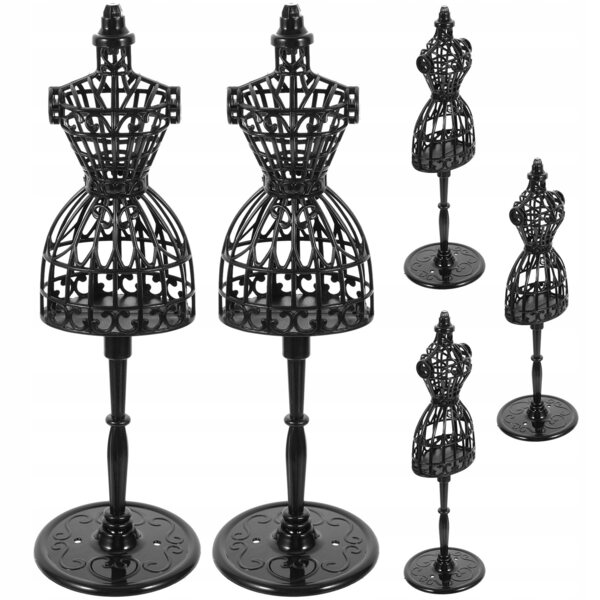 Set 5 Mini Manichini Neri Resistenti per Esposizione Vestiti Bambole