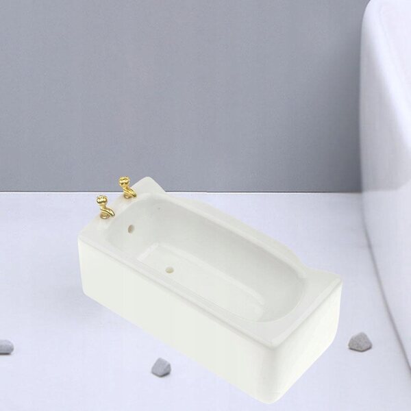 Mini-Badewanne aus weißer Keramik für Puppenhäuser im Maßstab 1:12