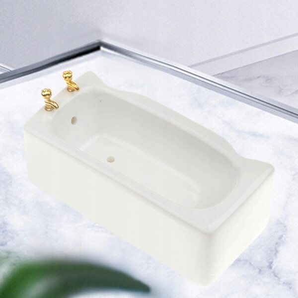 Mini-Badewanne aus weißer Keramik für Puppenhäuser im Maßstab 1:12