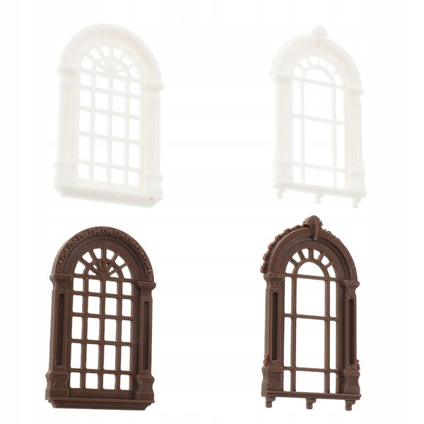 4 Bogenfenster-Miniaturen im Retro-Stil für Puppenhaus in PLA