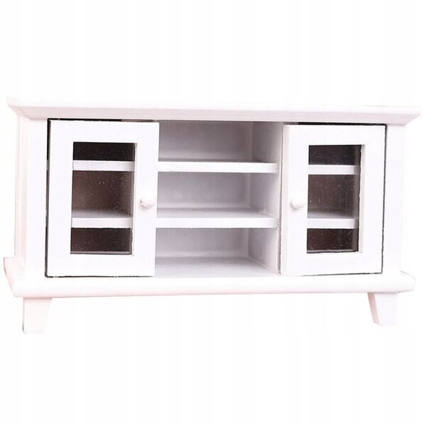 Mini mobile TV in Legno Bianca per Casa delle Bambole - Decorazione Realistica