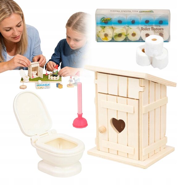 Mini-Badezimmerset für Zwerge, 13-teilige Miniaturdekoration aus Holz und Kunststoff