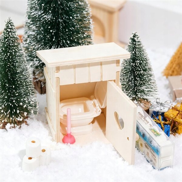 Mini-Badezimmerset für Zwerge, 13-teilige Miniaturdekoration aus Holz und Kunststoff