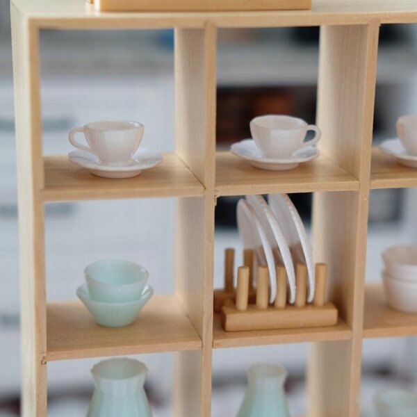 1/12 Miniatur-Organizer aus Holz für Puppenhaus mit 16 Fächern