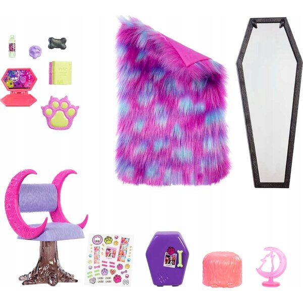 Monster High Sypialnia Clawdeen Wolf Zubehör- und Möbelset für Kinder ab 4 Jahren
