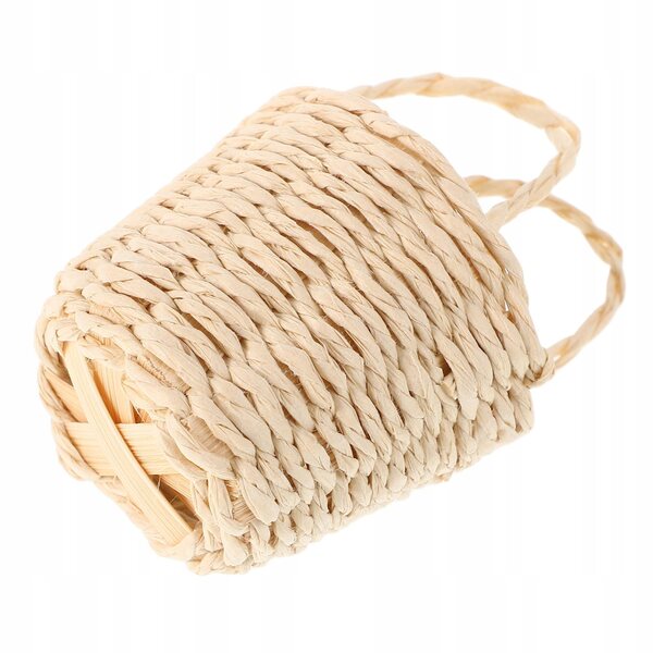 Beiger Mini-Rattankorb für Szenen und Spiele mit Puppen 5x3,7 cm