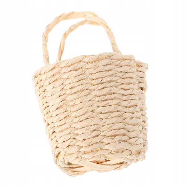 Beiger Mini-Rattankorb für Szenen und Spiele mit Puppen 5x3,7 cm