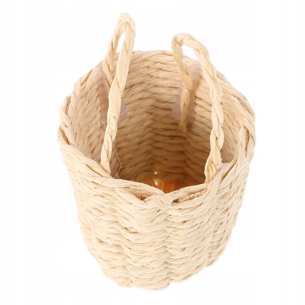 Beiger Mini-Rattankorb für Szenen und Spiele mit Puppen 5x3,7 cm