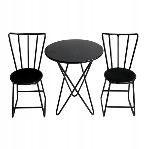 Mini-Vintage-Möbelset aus Metall für Puppenhäuser im Maßstab 1:6, Schwarz