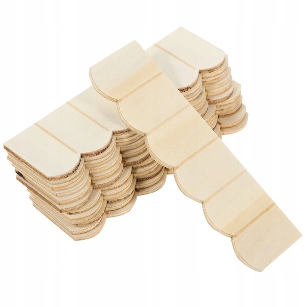 12 Miniatur-Dachziegel aus beigem Holz für Puppenhäuser – dekorative Modellierung