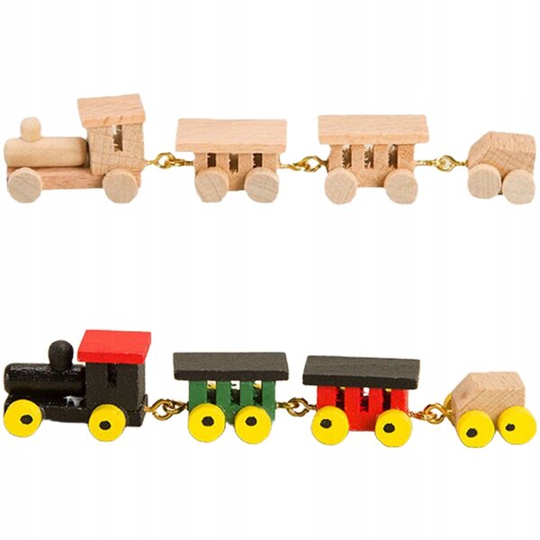 Dekorative Mini-Holzeisenbahn – 2-teiliges Set für Puppenhaus