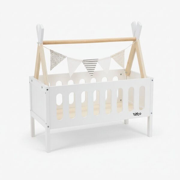 Letto in legno per bambole Tipi Tryco stile scandinavo 52x28x55 cm