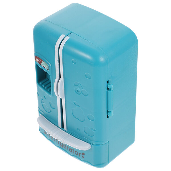 Blauer Mini-Kühlschrank aus ABS für Puppenhäuser und Dekorationen, 12 x 7,5 x 6 cm
