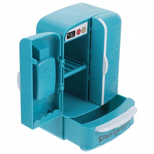 Blauer Mini-Kühlschrank aus ABS für Puppenhäuser und Dekorationen, 12 x 7,5 x 6 cm