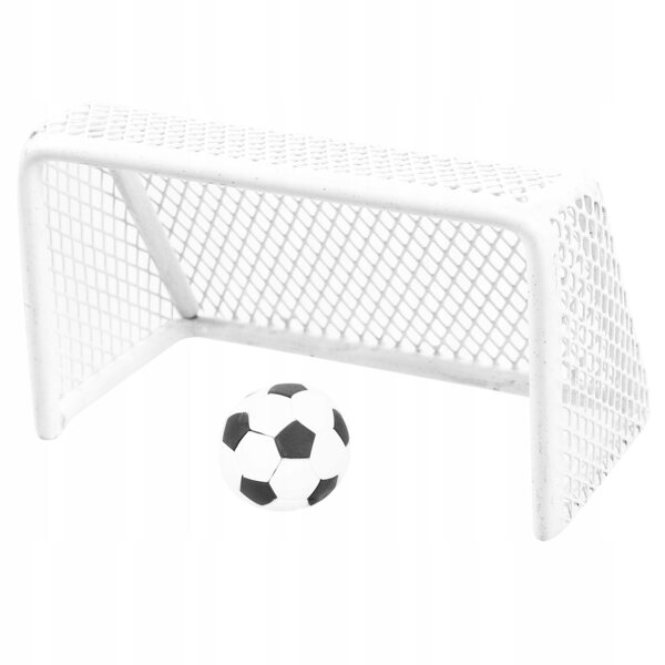 Mini-Fußballtor-Set mit Ball für Puppenhaus – weiß und langlebig