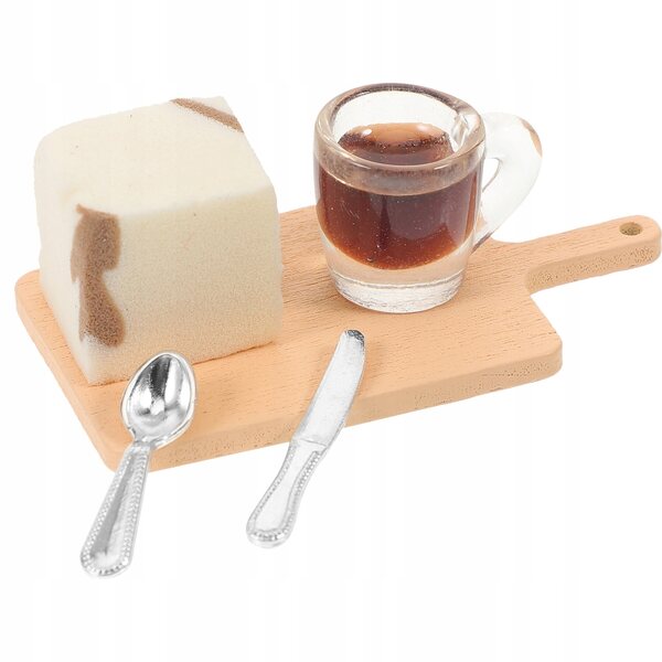 Set Miniatura Tagliere con Dolcetti e Posate in Resina per Casetta Giocattolo