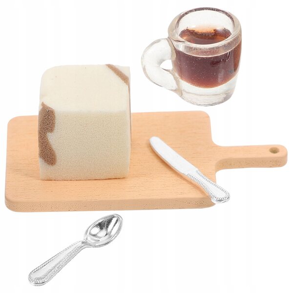 Set Miniatura Tagliere con Dolcetti e Posate in Resina per Casetta Giocattolo