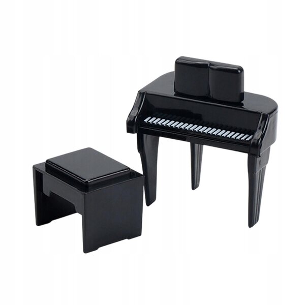 Mini pianoforte per casa delle bambole nero con sgabello decorativo per il soggiorno