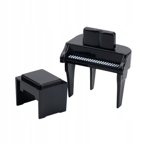 Mini pianoforte per casa delle bambole nero con sgabello decorativo per il soggiorno