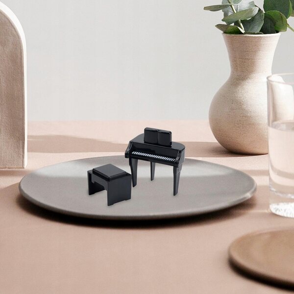 Mini pianoforte per casa delle bambole nero con sgabello decorativo per il soggiorno