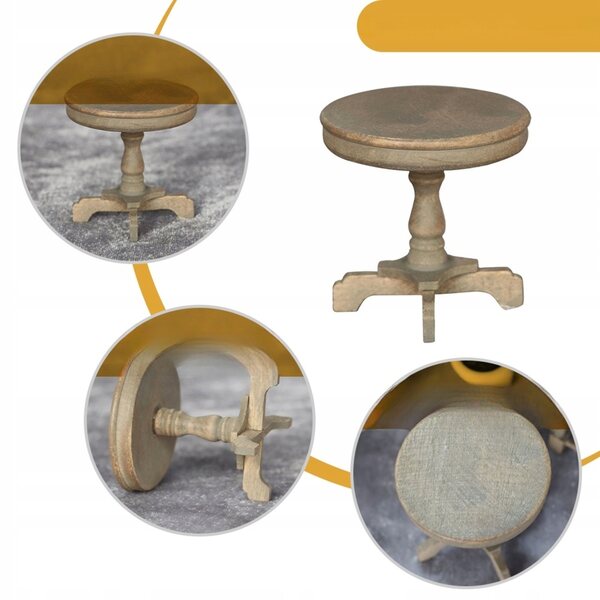 Mini Mobili in Legno per Casa delle Bambole - Tavolo Rotondo Miniatura 5x5x5 cm