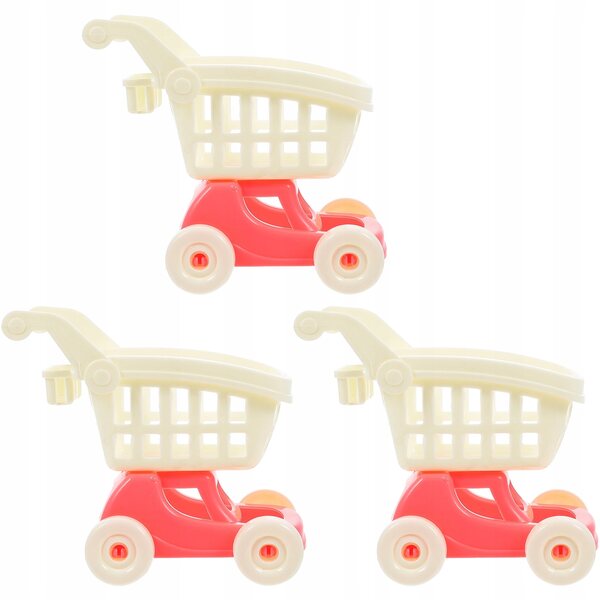 Set 3 Miniature Carrelli in Plastica per Bambini e Decorazioni 12,5x10x6 cm