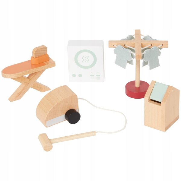 Holzzubehör für Pralnia Mini Matters Puppenhaus für Kinder ab 3 Jahren