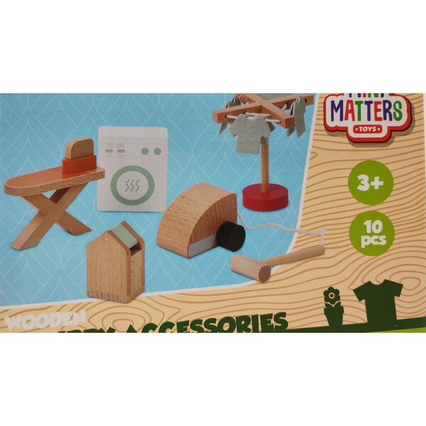 Holzzubehör für Pralnia Mini Matters Puppenhaus für Kinder ab 3 Jahren