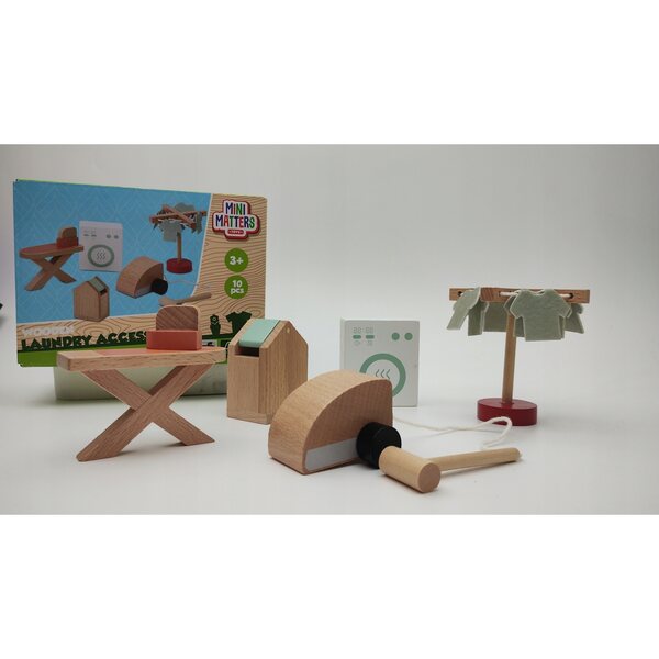 Holzzubehör für Pralnia Mini Matters Puppenhaus für Kinder ab 3 Jahren