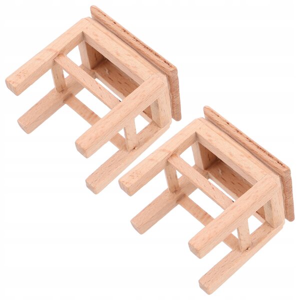 Set 2 Mini Sgabelli in Legno per Mobili da Casa delle Bambole, Modello Dettagliato