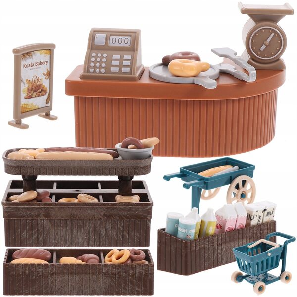 Mini-Bäckereiladen-Set mit Kunststoffzubehör zum Dekorieren von Puppenhäusern
