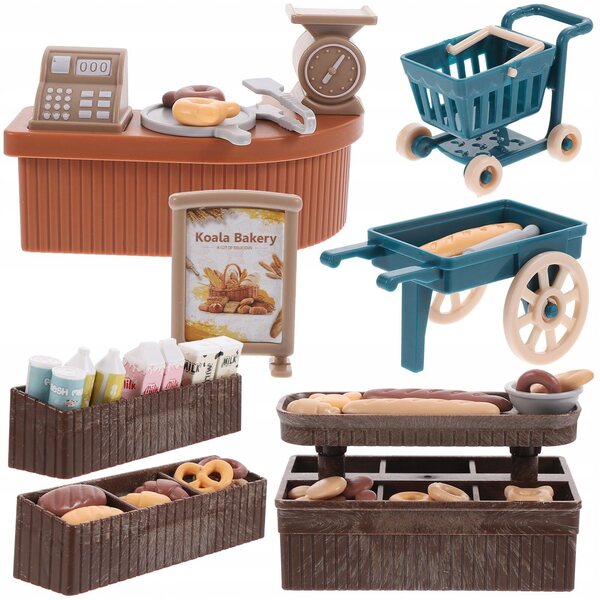Mini-Bäckereiladen-Set mit Kunststoffzubehör zum Dekorieren von Puppenhäusern