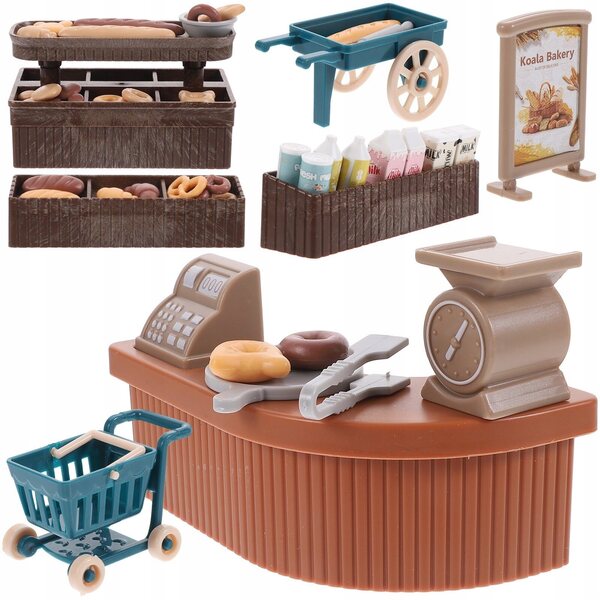 Mini-Bäckereiladen-Set mit Kunststoffzubehör zum Dekorieren von Puppenhäusern