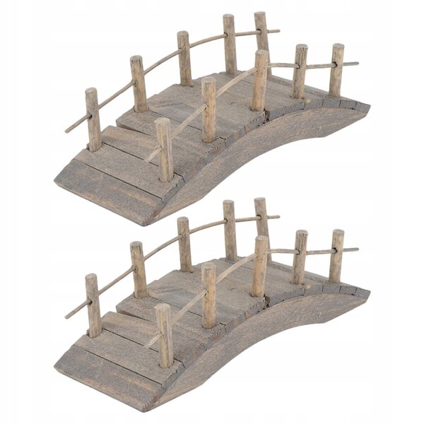 Set 2 Mini Ponti in Legno ad Arco per Giardini Miniatura e Case delle Bambole