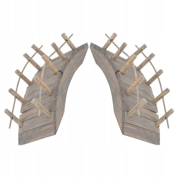 Set 2 Mini Ponti in Legno ad Arco per Giardini Miniatura e Case delle Bambole