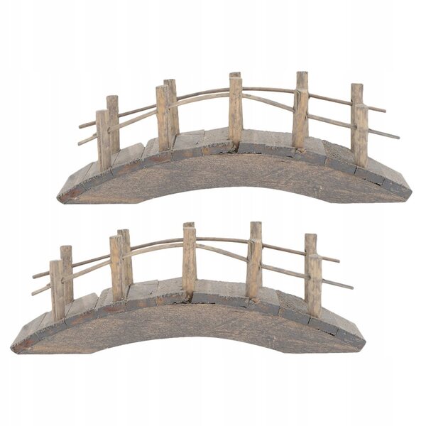 Set 2 Mini Ponti in Legno ad Arco per Giardini Miniatura e Case delle Bambole